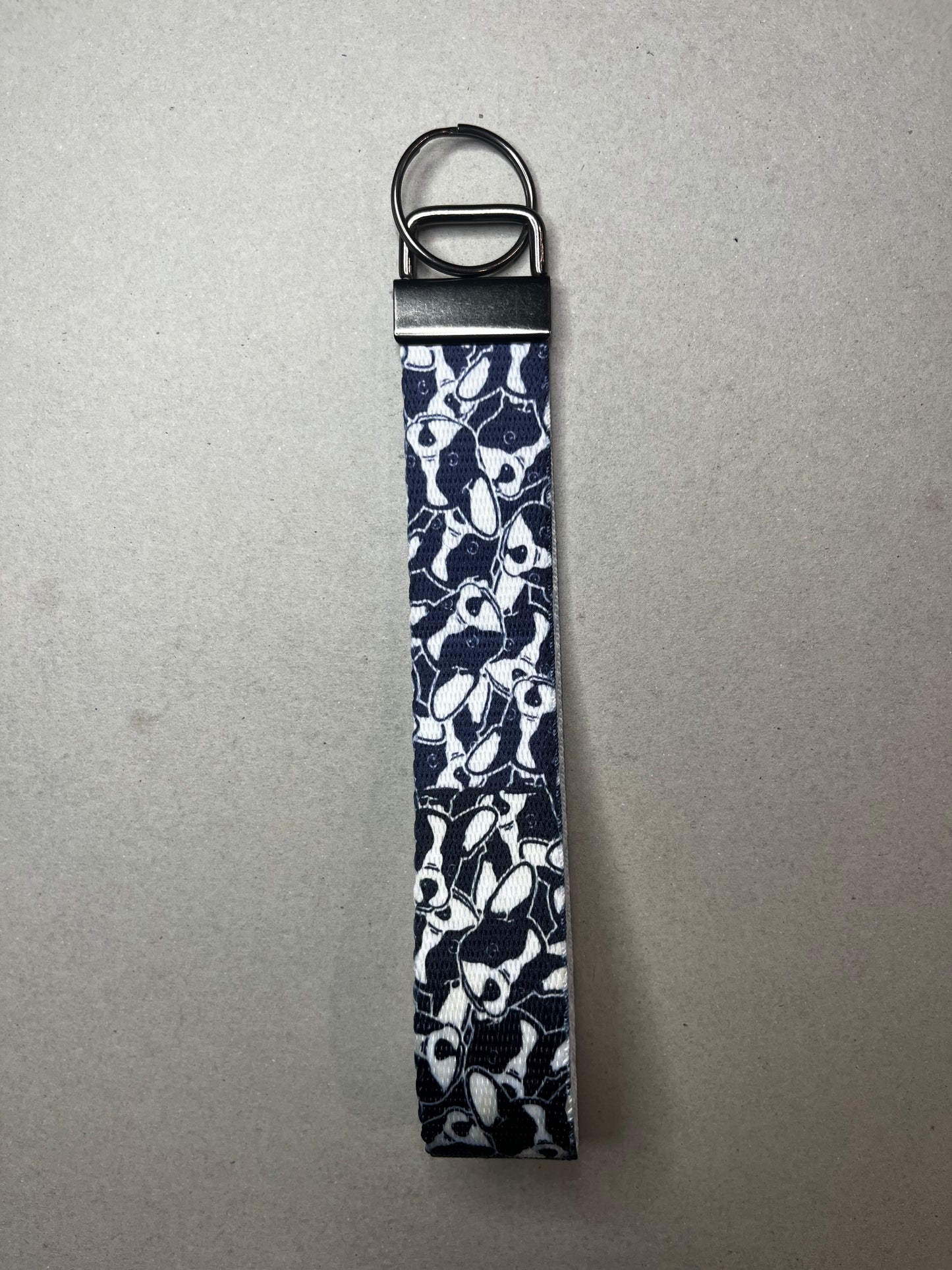 Bold, Loyal, and Oh So Cute: Balck & White Frenchie Wristlet Keychain