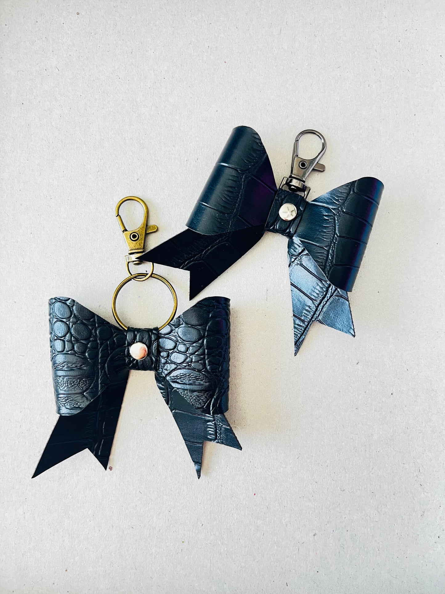 Faux Black Leather Bow Keychains! ππ