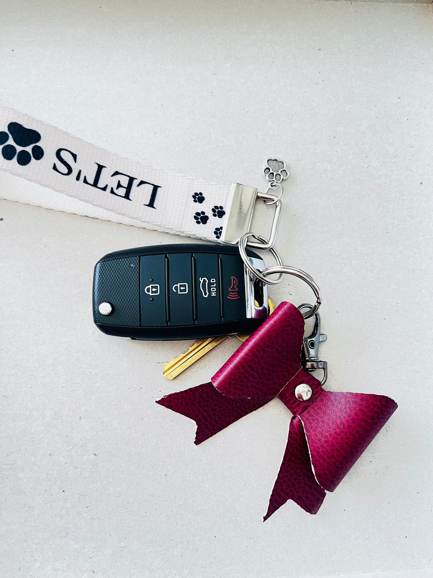 Faux Maroon Leather Bow Keychains! ππ