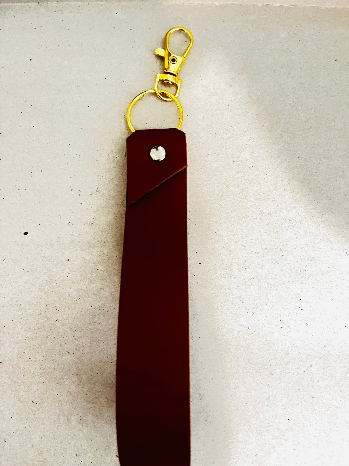 Brown Leather Wristlet Keychain