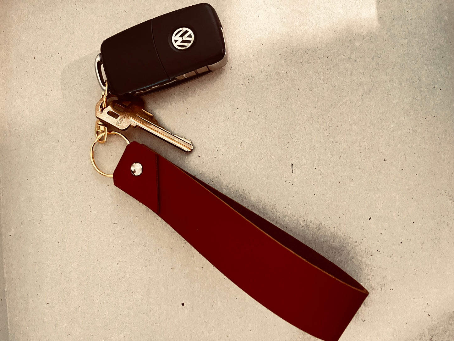 Brown Leather Wristlet Keychain