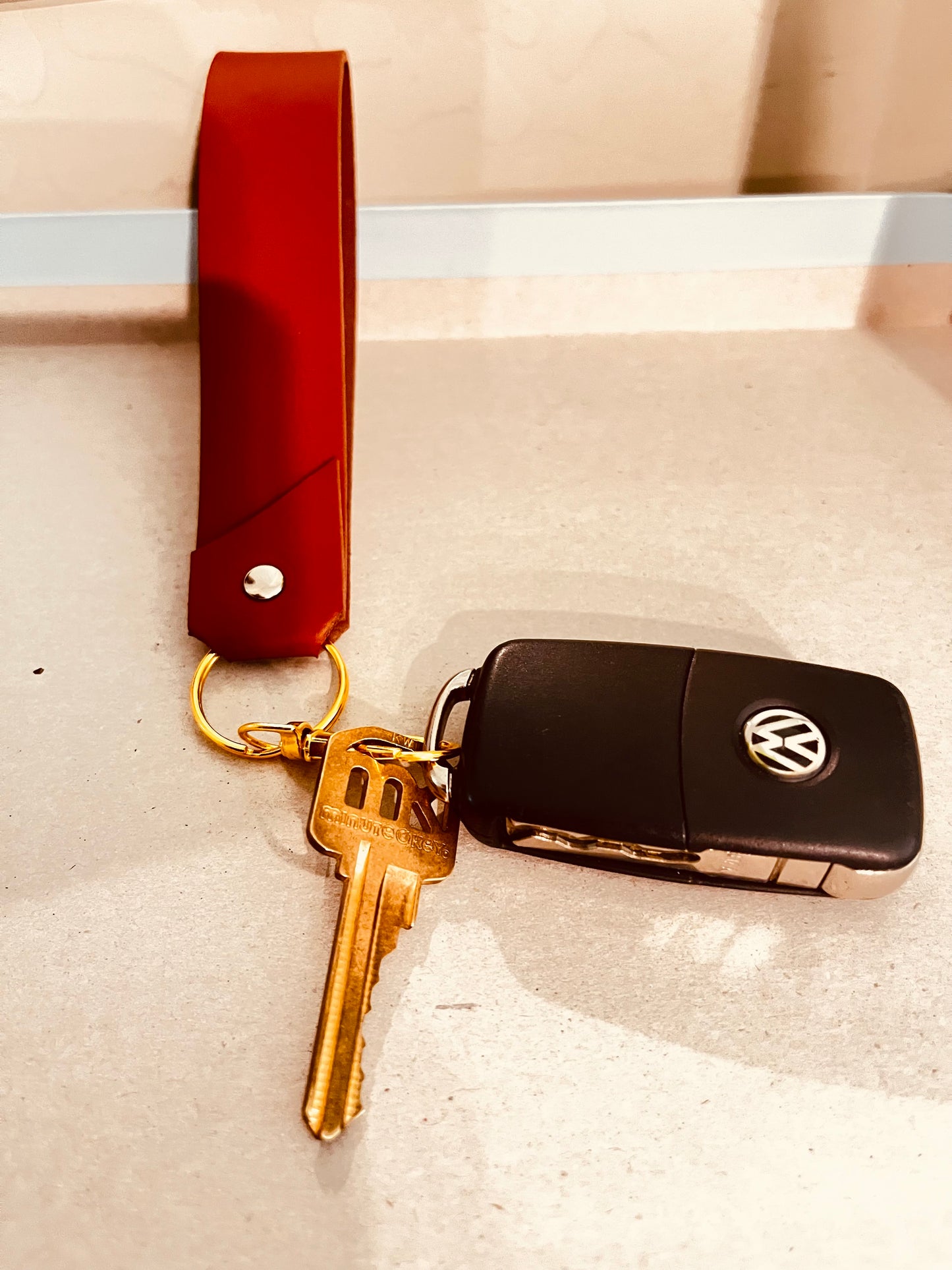 Brown Leather Wristlet Keychain