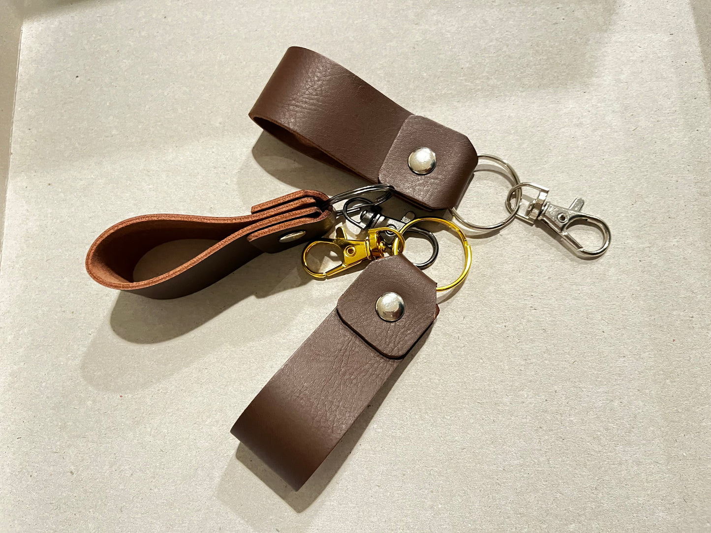 Dark Brown Mini Leather Keychain – Stylish, Compact, and Always Handy