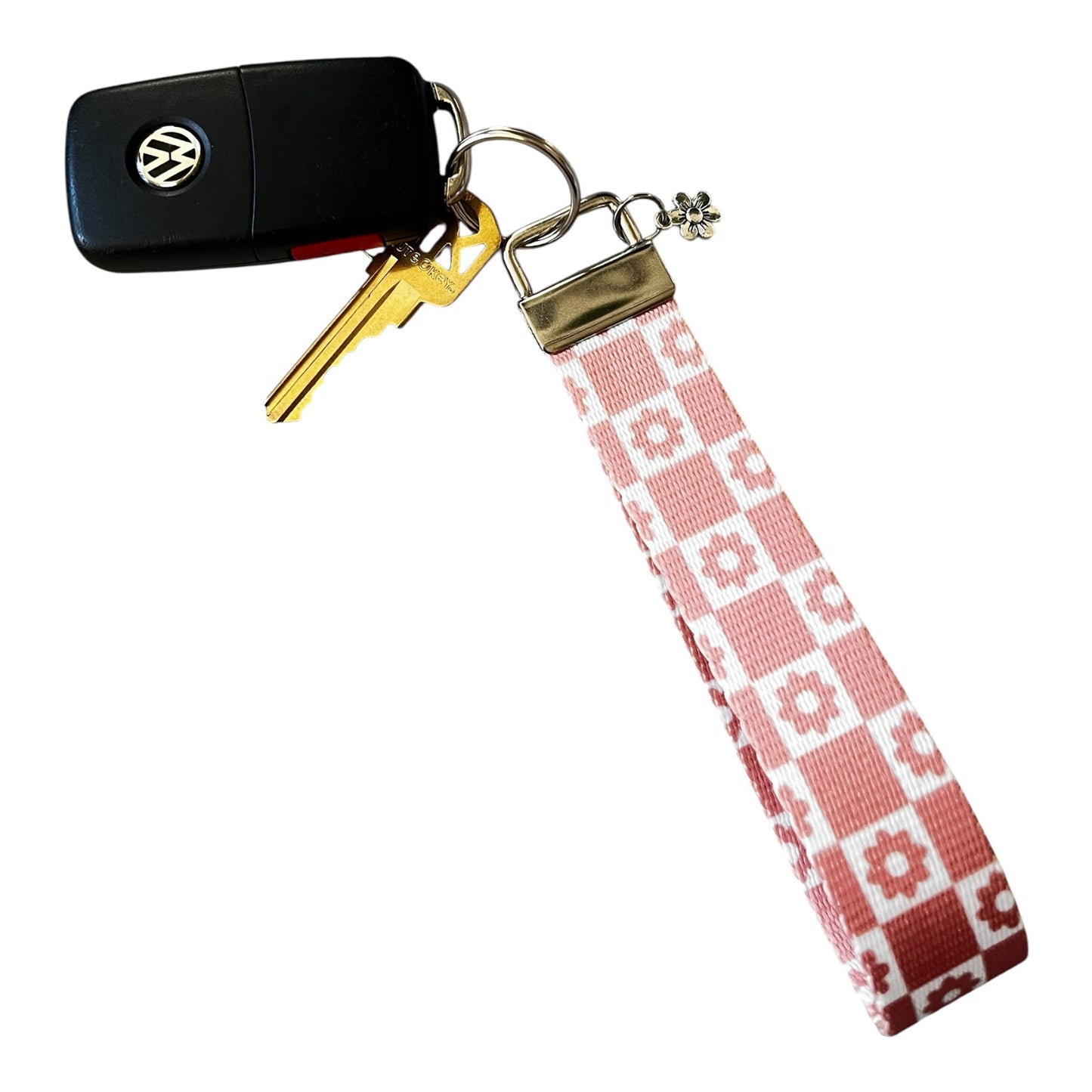 Bold, Bright, And Blooming With Style! - Orange Flower Wristlet Keychain