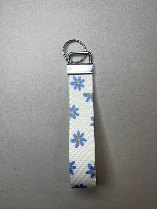 Bloom On The Go: Blue Flower Wristlet Keychain