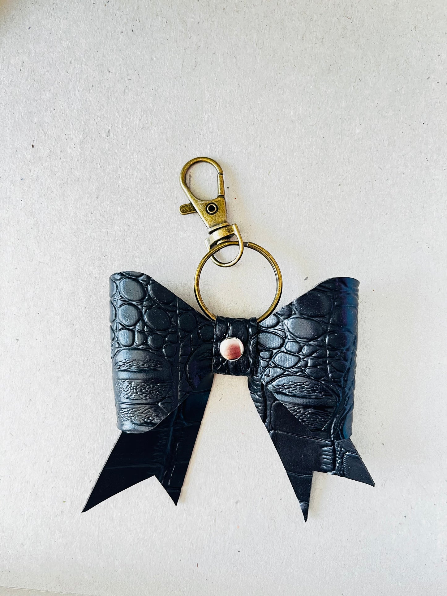 Faux Black Leather Bow Keychains! 🎀🔑