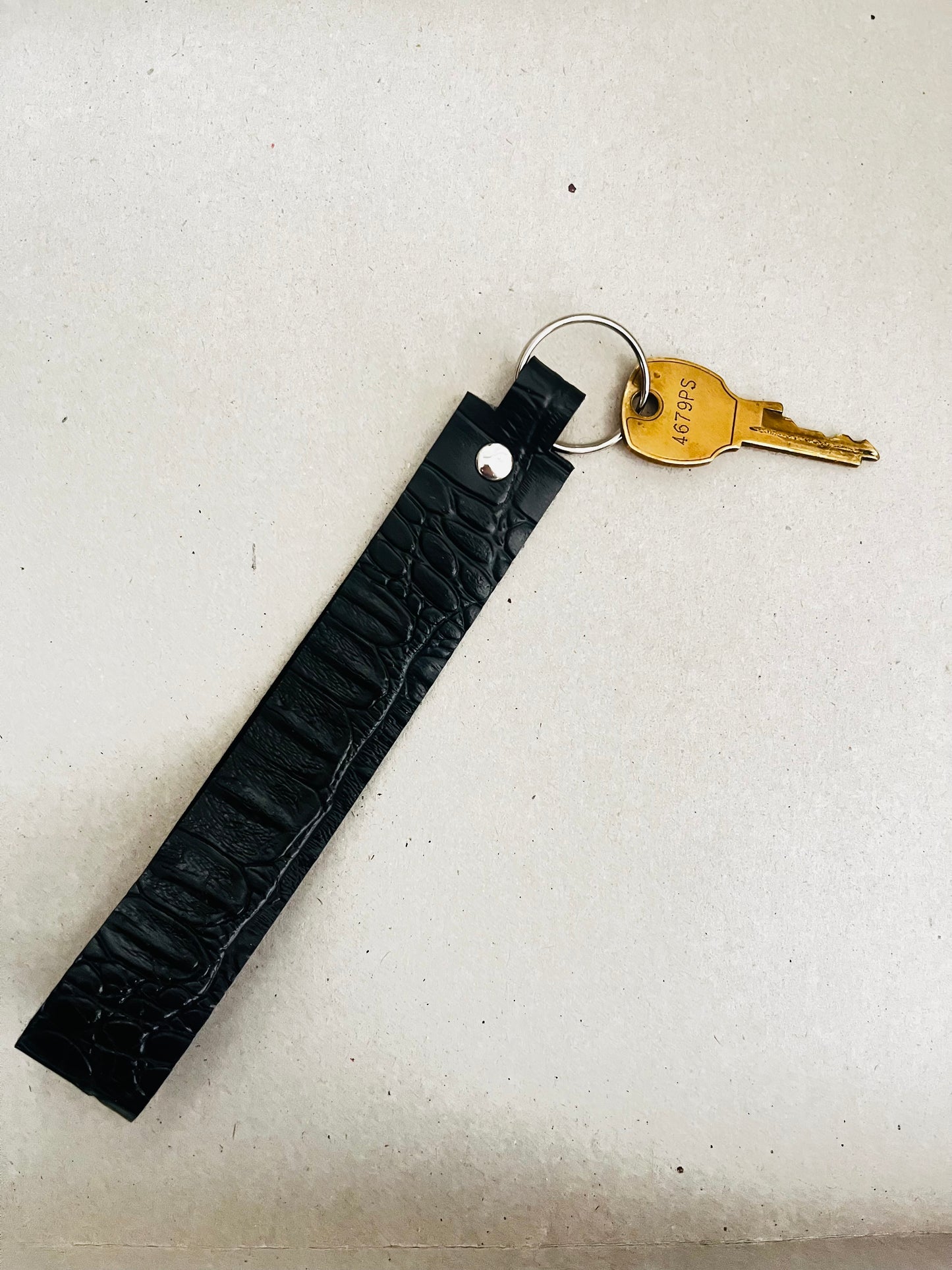 Lightweight Faux Leather Wristlet Keychain