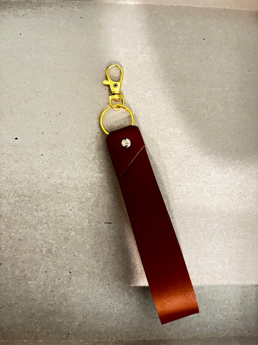 Brown Leather Wristlet Keychain