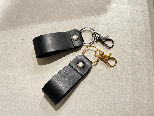 Black Mini Leather Keychain – Stylish, Compact, and Always Handy