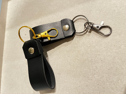 Black Mini Leather Keychain – Stylish, Compact, and Always Handy