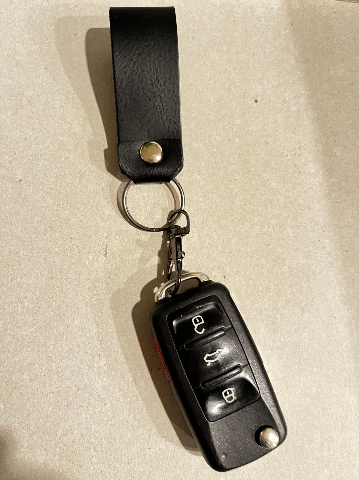 Black Mini Leather Keychain – Stylish, Compact, and Always Handy